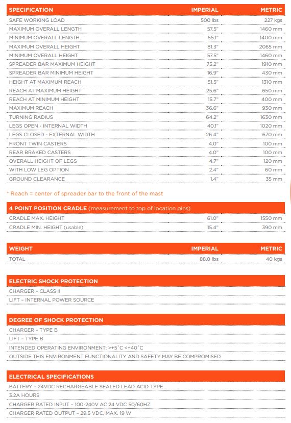 Oxford Presence Floor Hoist - 227kg swl ( special order )