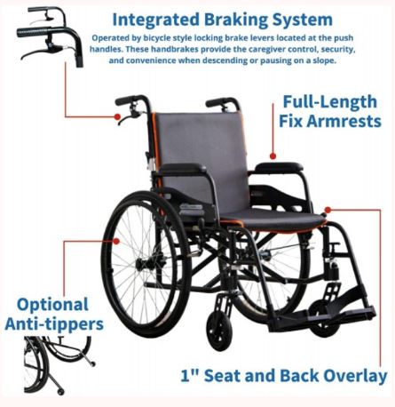 Afikim heavy duty wheelchair - SWL 158kg  ( coming soon ) 12.2KG !!!!