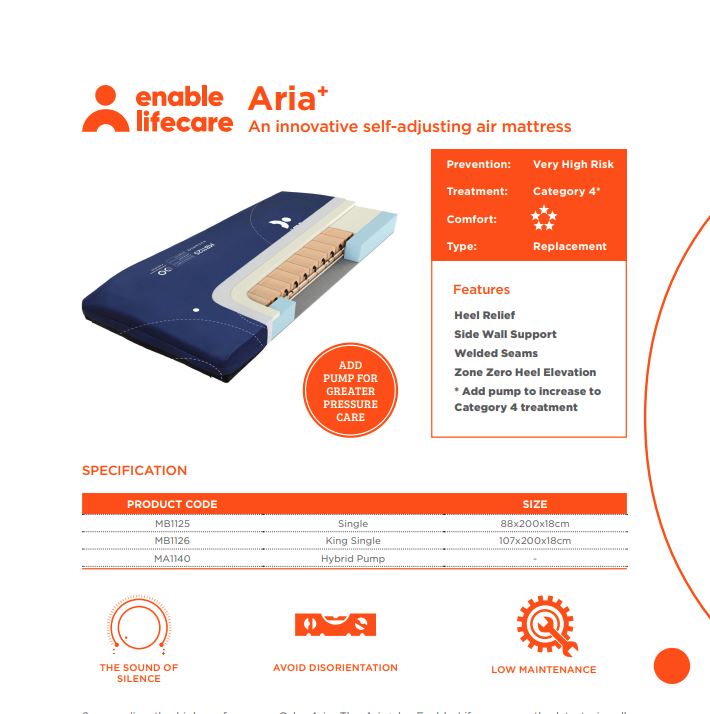 Enable care Aria+ King single air pressure mattress