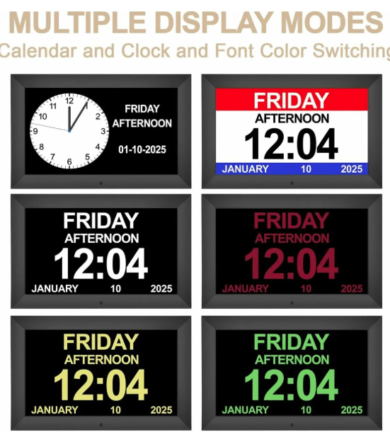 10.1inch Extra Large Font Clock for Seniors /Dementia Large Digital Day Date Clock with Custom Alarms