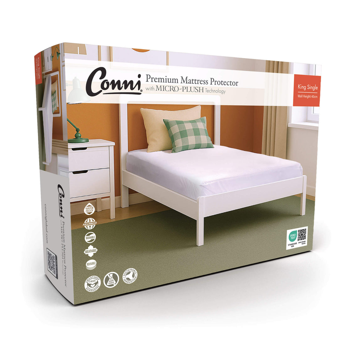 Conni Premium waterproof mattress protector - with Micro plush technology - King single ( white or charcoal )