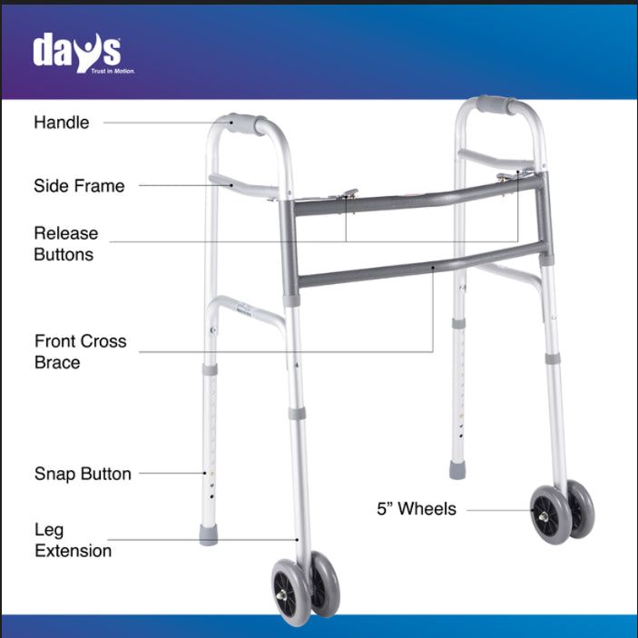 Days Bariatric Walker with double 5" front wheels ( SWL 317.5kg )