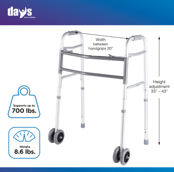 Days Bariatric Walker with double 5" front wheels ( SWL 317.5kg )