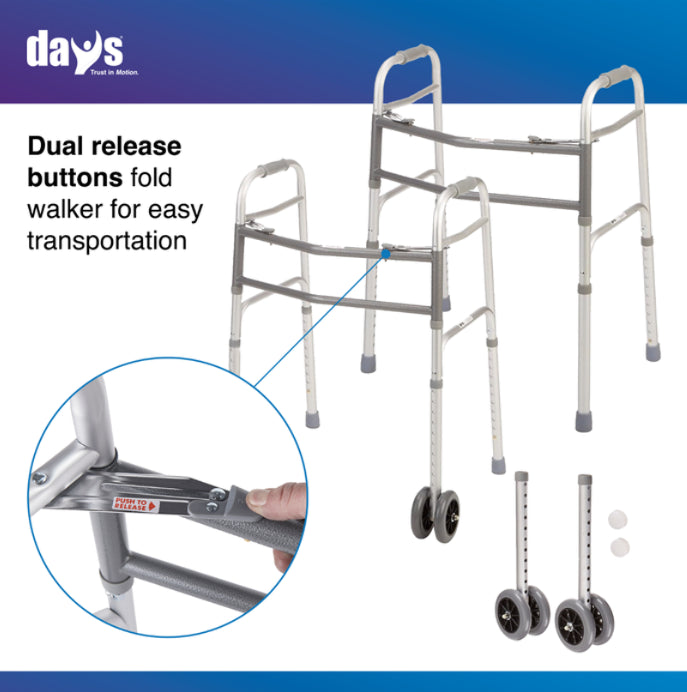 Days Bariatric Walker with double 5" front wheels ( SWL 317.5kg )