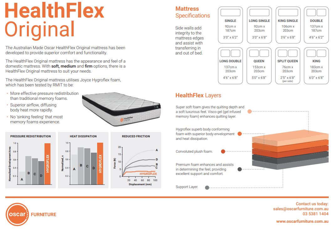 Health flex mattress - various sizes ( single through to super king )