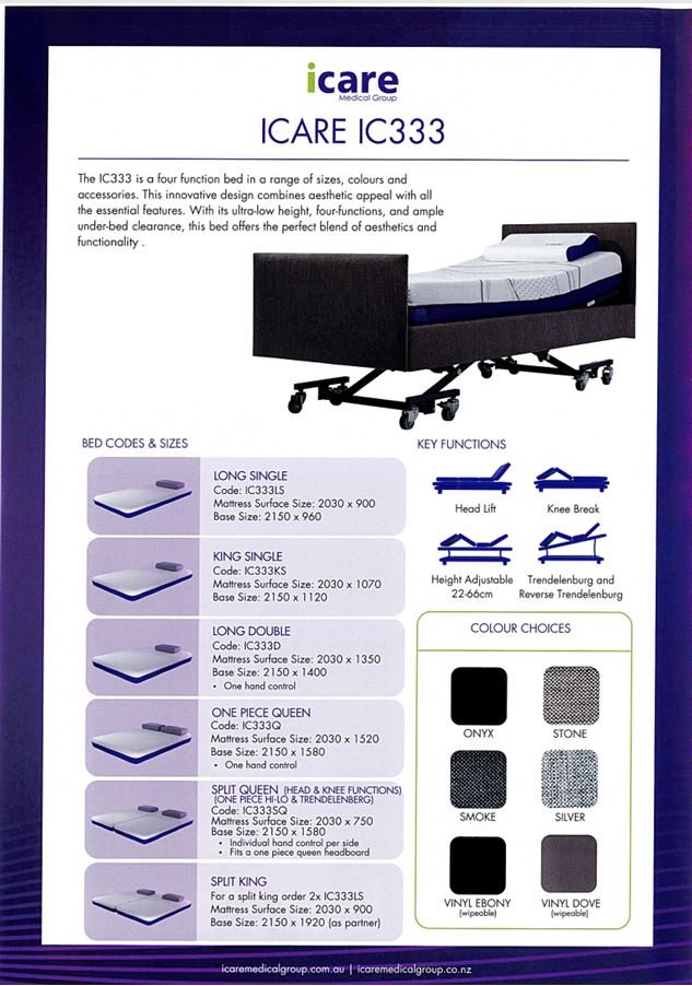 I-Care IC333 - Adjustable Bed Range