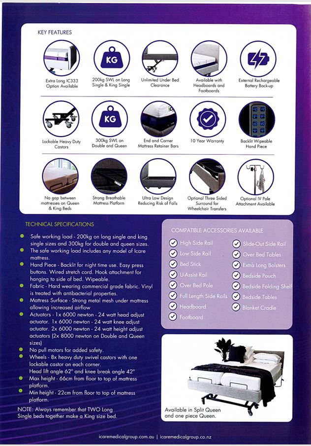 I-Care IC333 - Adjustable Bed Range