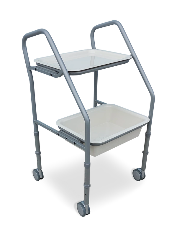 Redgum tray walker with storage - silver