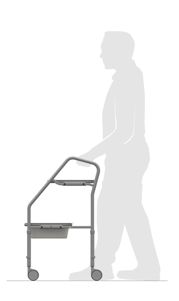 Redgum tray walker with storage - silver