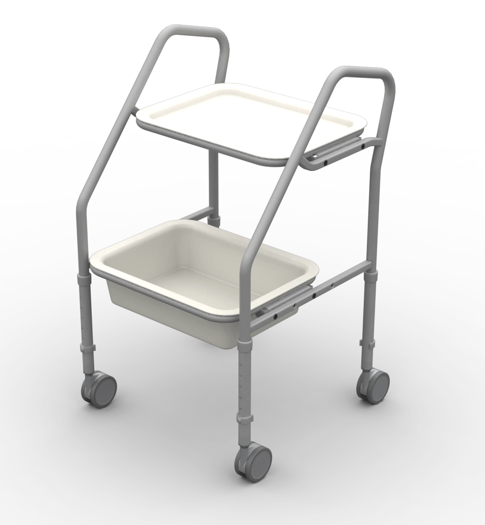Redgum tray walker with storage - silver
